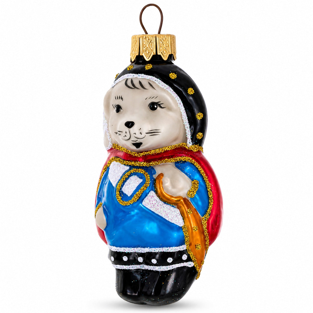 Musketeer Mouse in Regal Attire Glass Christmas Ornament