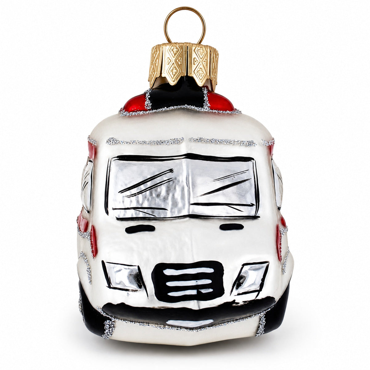 Emergency Vehicle Ambulance Car Mini Glass Christmas Ornament