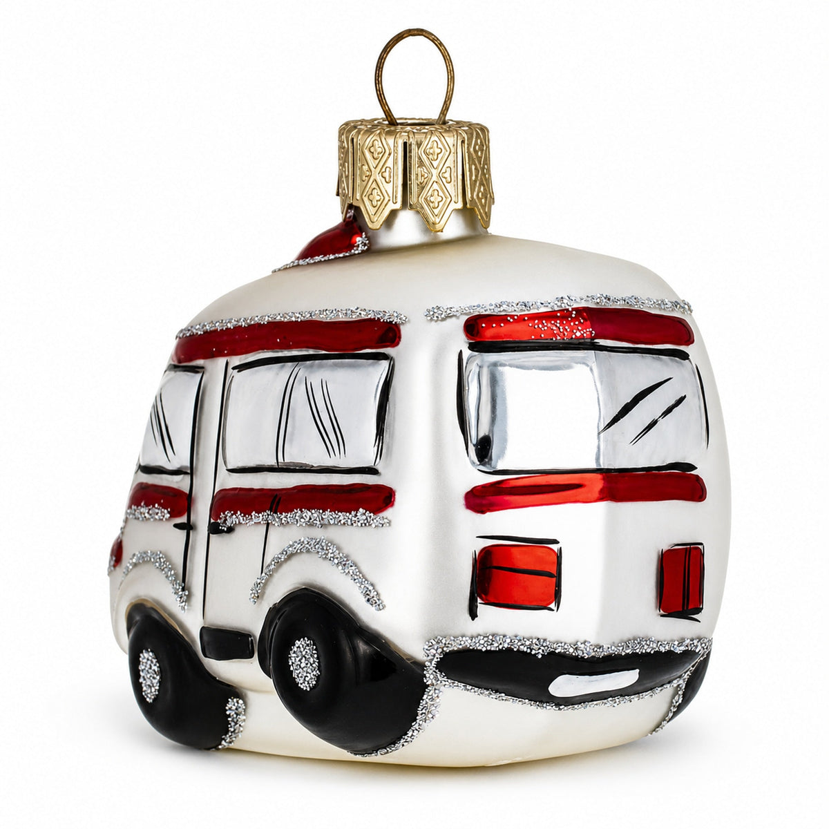 Emergency Vehicle Ambulance Car Mini Glass Christmas Ornament