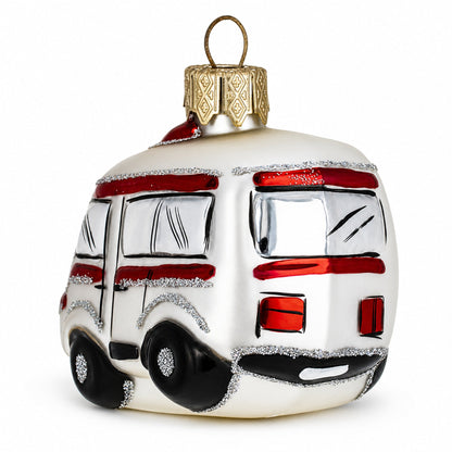 Emergency Vehicle Ambulance Car Mini Glass Christmas Ornament