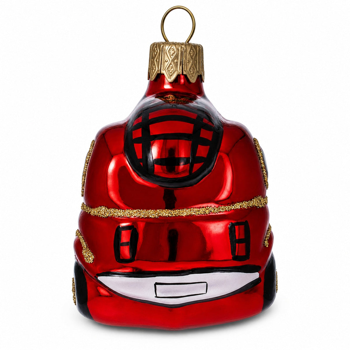 Red Firefighting Truck Mini Glass Christmas Ornament