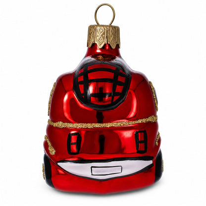 Red Firefighting Truck Mini Glass Christmas Ornament