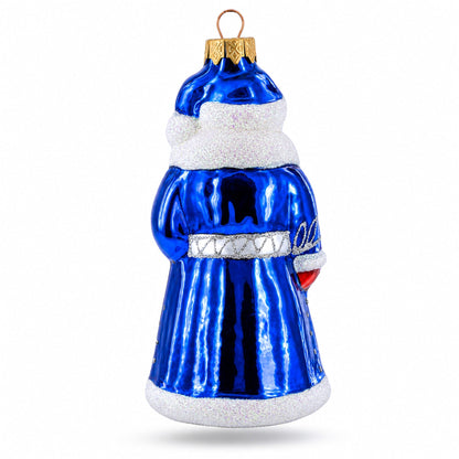 Santa Claus in Blue Robe Father Frost Glass Christmas Ornament