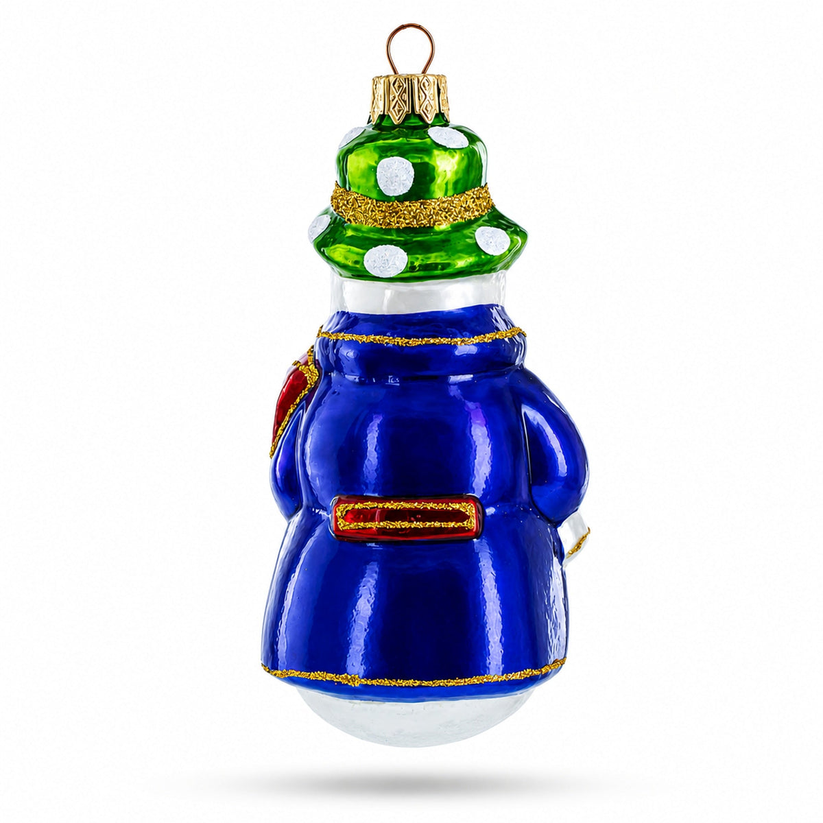 Snowman with Red Bow Tie Glass Christmas Ornament