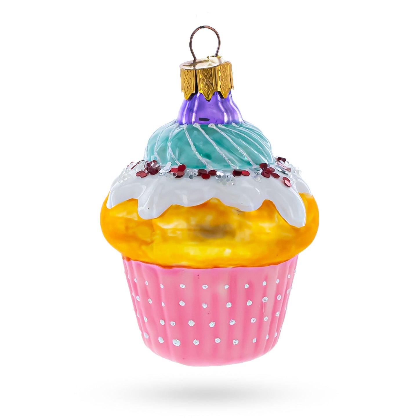 Cupcake Covered with Icing Glass Christmas Ornament