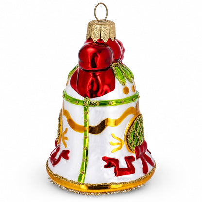 Decorated Bell Glass Christmas Ornament