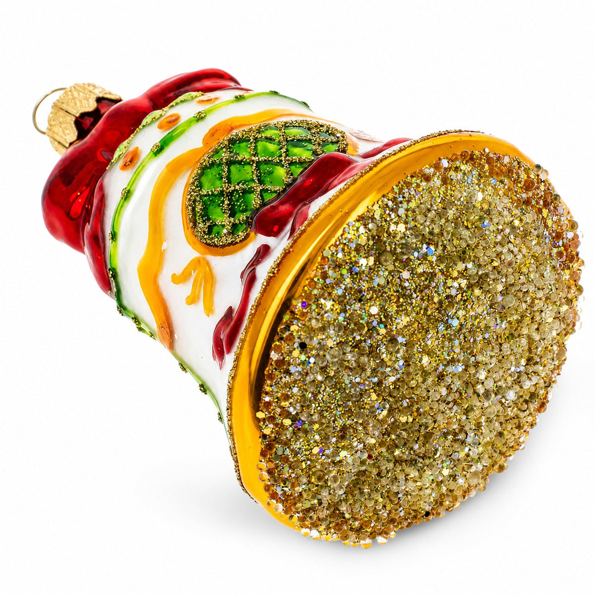 Decorated Bell Glass Christmas Ornament