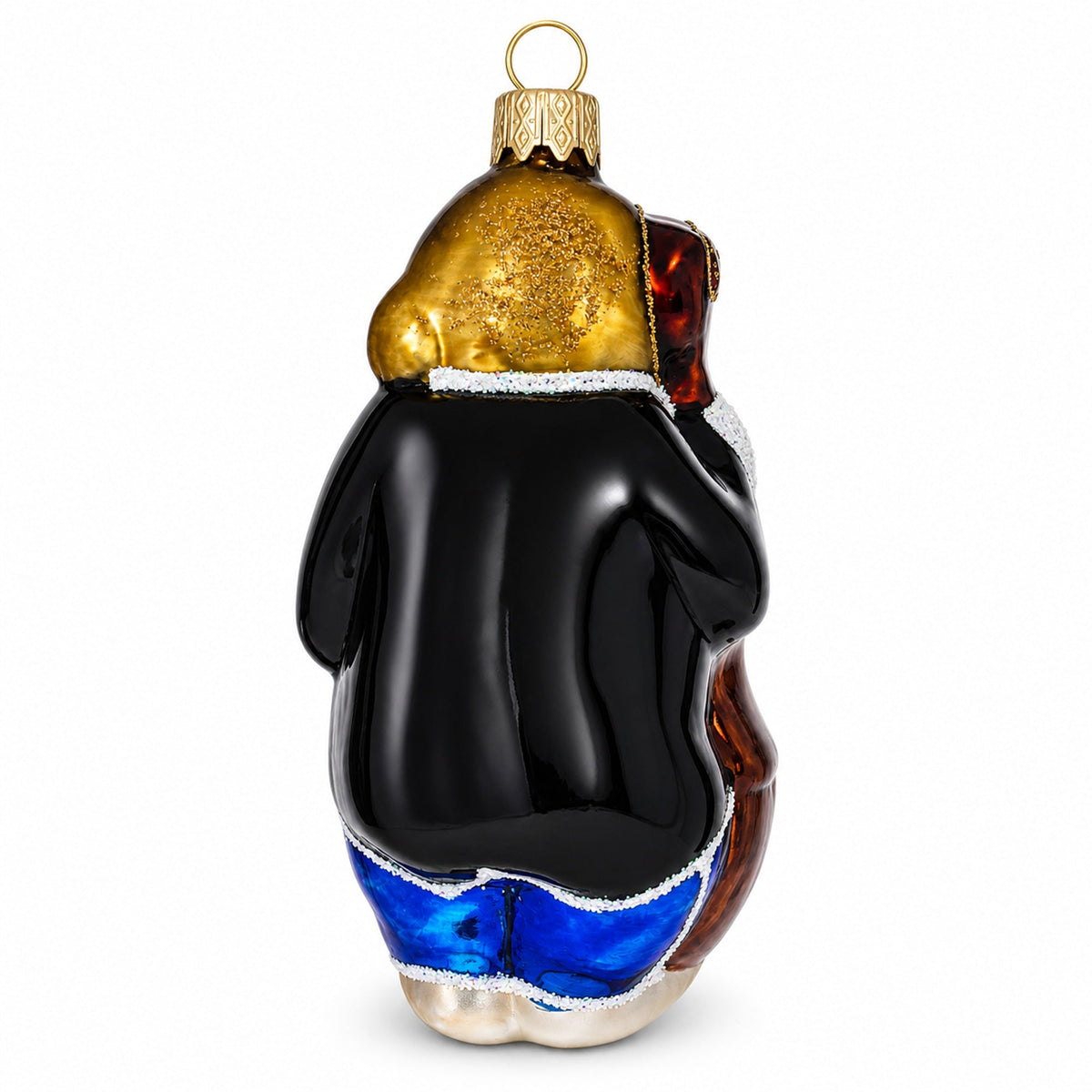 Musician Monkey Playing Cello Glass Christmas Ornament