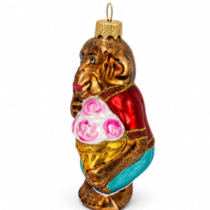 Monkey with Ice Cream Glass Christmas Ornament