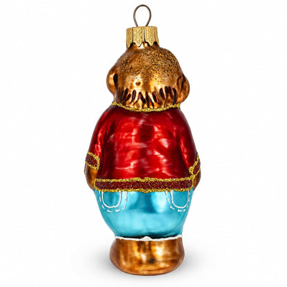 Monkey with Ice Cream Glass Christmas Ornament