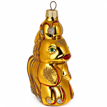Shiny Goldfish with Scales Glass Christmas Ornament