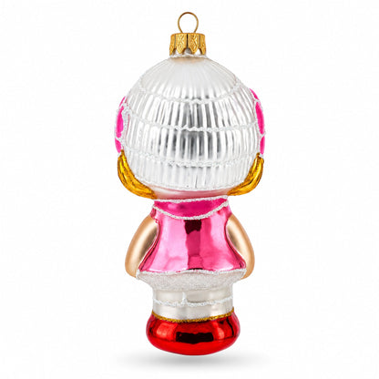 Toddler Girl With Pacifier Glass Christmas Ornament