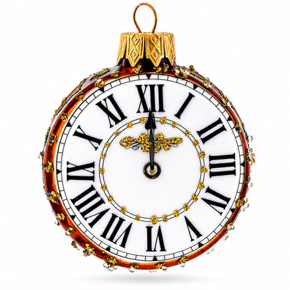 Watch with White Dial Glass Ornament Hanging Christmas Tree Decoration 3.2 Inches