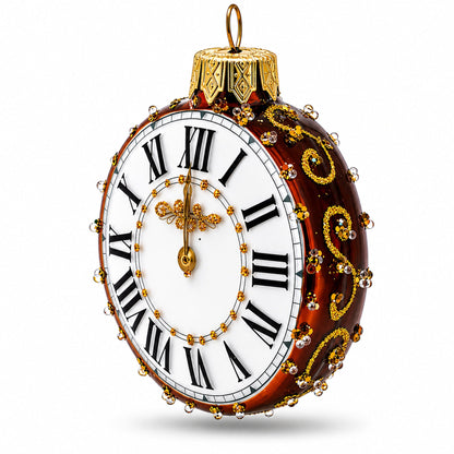 Watch with White Dial Glass Ornament Hanging Christmas Tree Decoration 3.2 Inches