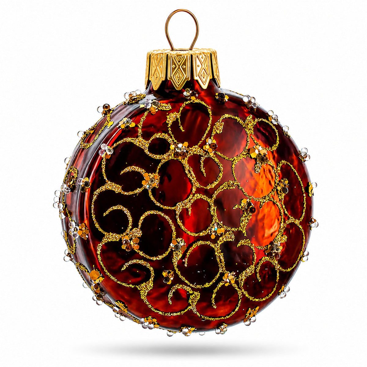 Watch with White Dial Glass Ornament Hanging Christmas Tree Decoration 3.2 Inches