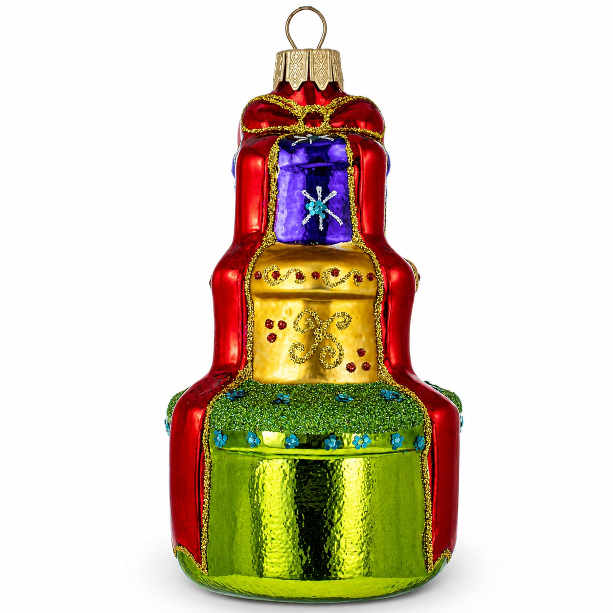 Tiered Holiday Gift Packages Glass Christmas Ornament Glass Christmas Ornament