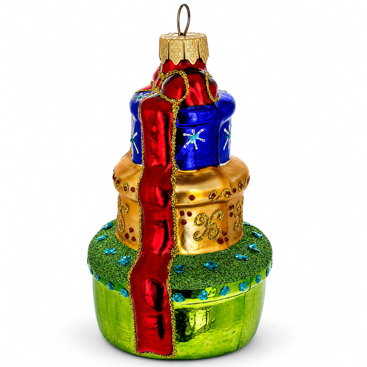 Tiered Holiday Gift Packages Glass Christmas Ornament Glass Christmas Ornament