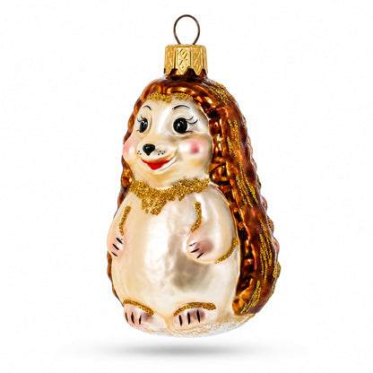 Woodland Hedgehog Glass Christmas Ornament