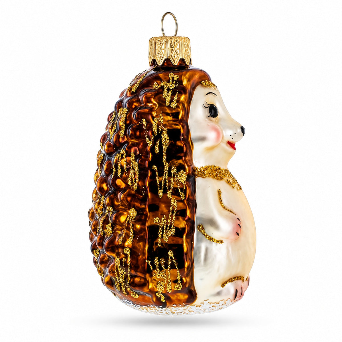 Woodland Hedgehog Glass Christmas Ornament