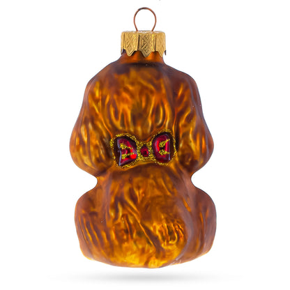 Spaniel with Heart on Collar Glass Christmas Ornament