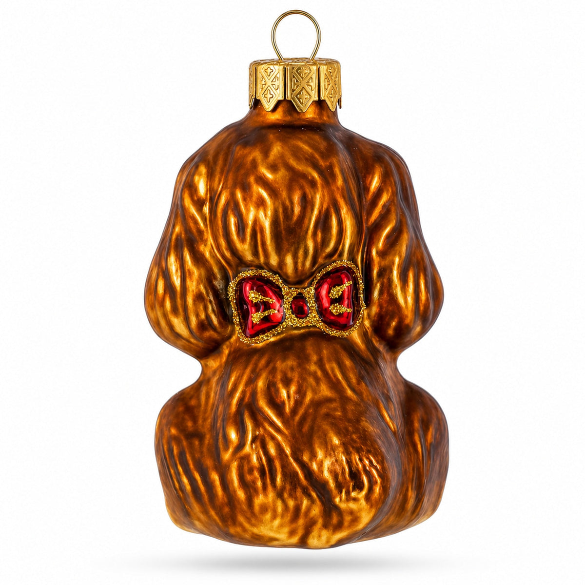 Spaniel with Heart on Collar Glass Christmas Ornament