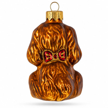 Spaniel with Heart on Collar Glass Christmas Ornament