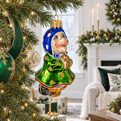 Baba Yaga Folk Tale Character Glass Christmas Ornament