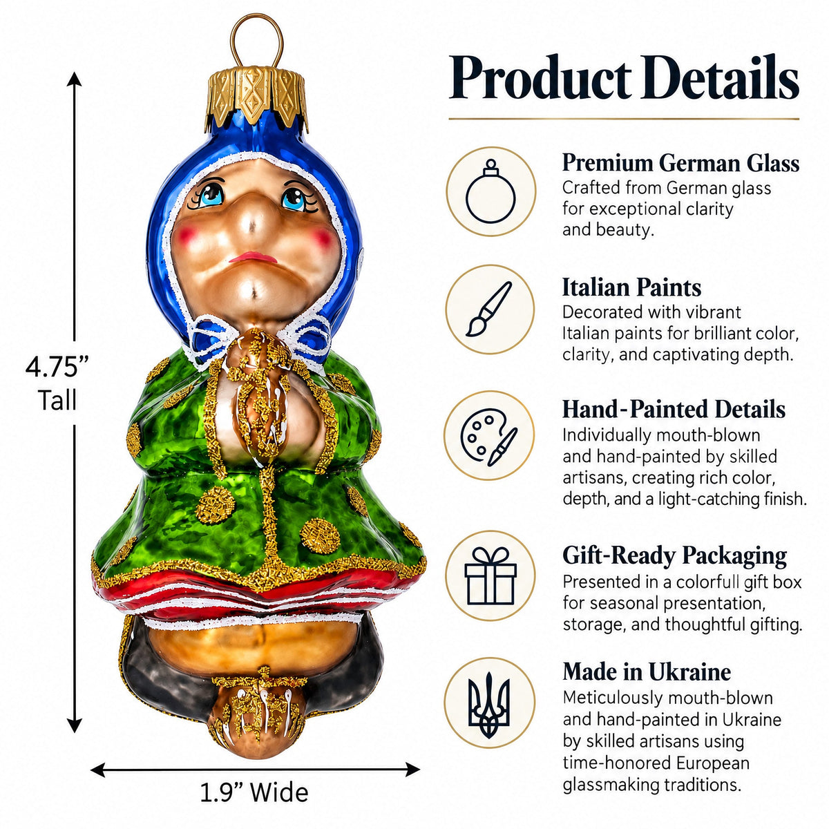 Baba Yaga Folk Tale Character Glass Christmas Ornament