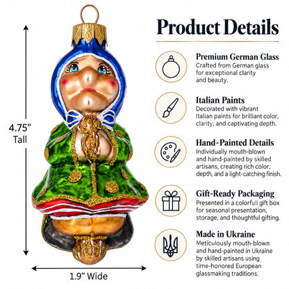 Baba Yaga Folk Tale Character Glass Christmas Ornament
