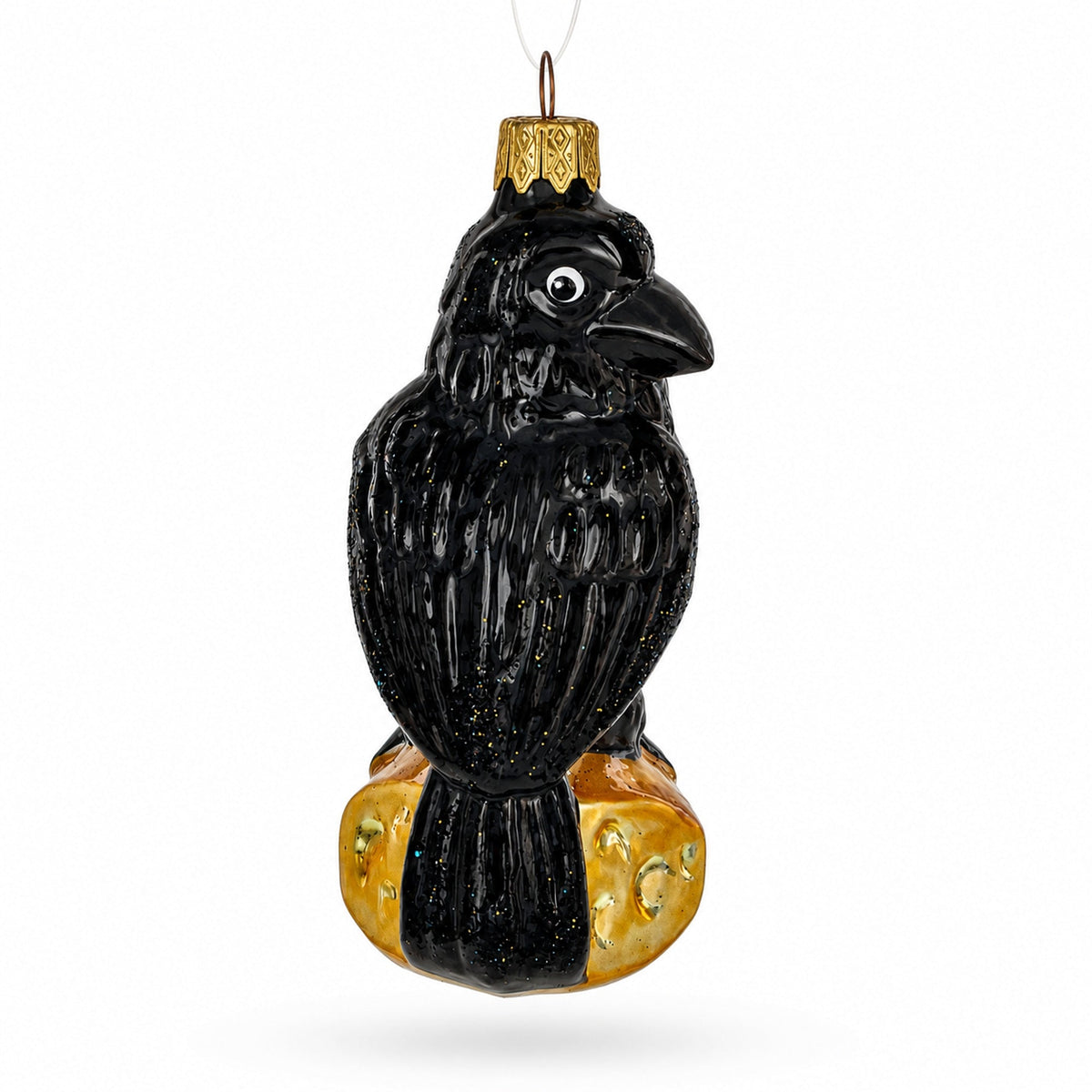 Black Crow Glass Christmas Ornament