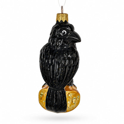Black Crow Glass Christmas Ornament
