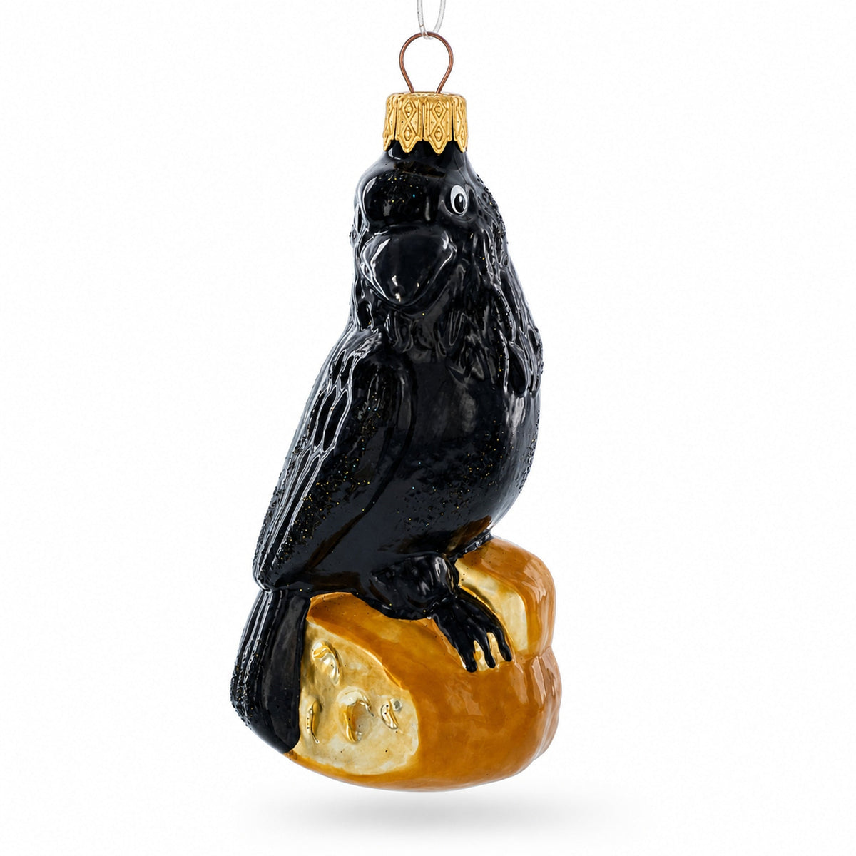 Black Crow Glass Christmas Ornament