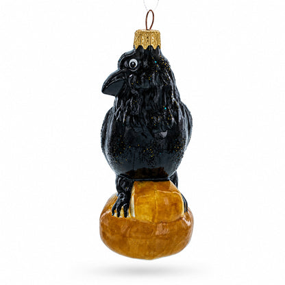 Black Crow Glass Christmas Ornament