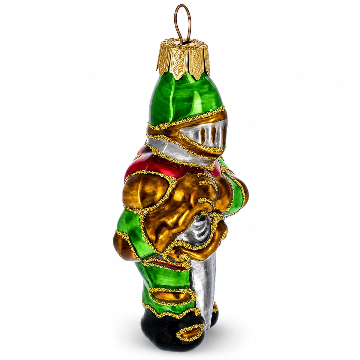 Medieval Armored Knight in Full Plate Glass Christmas Ornament