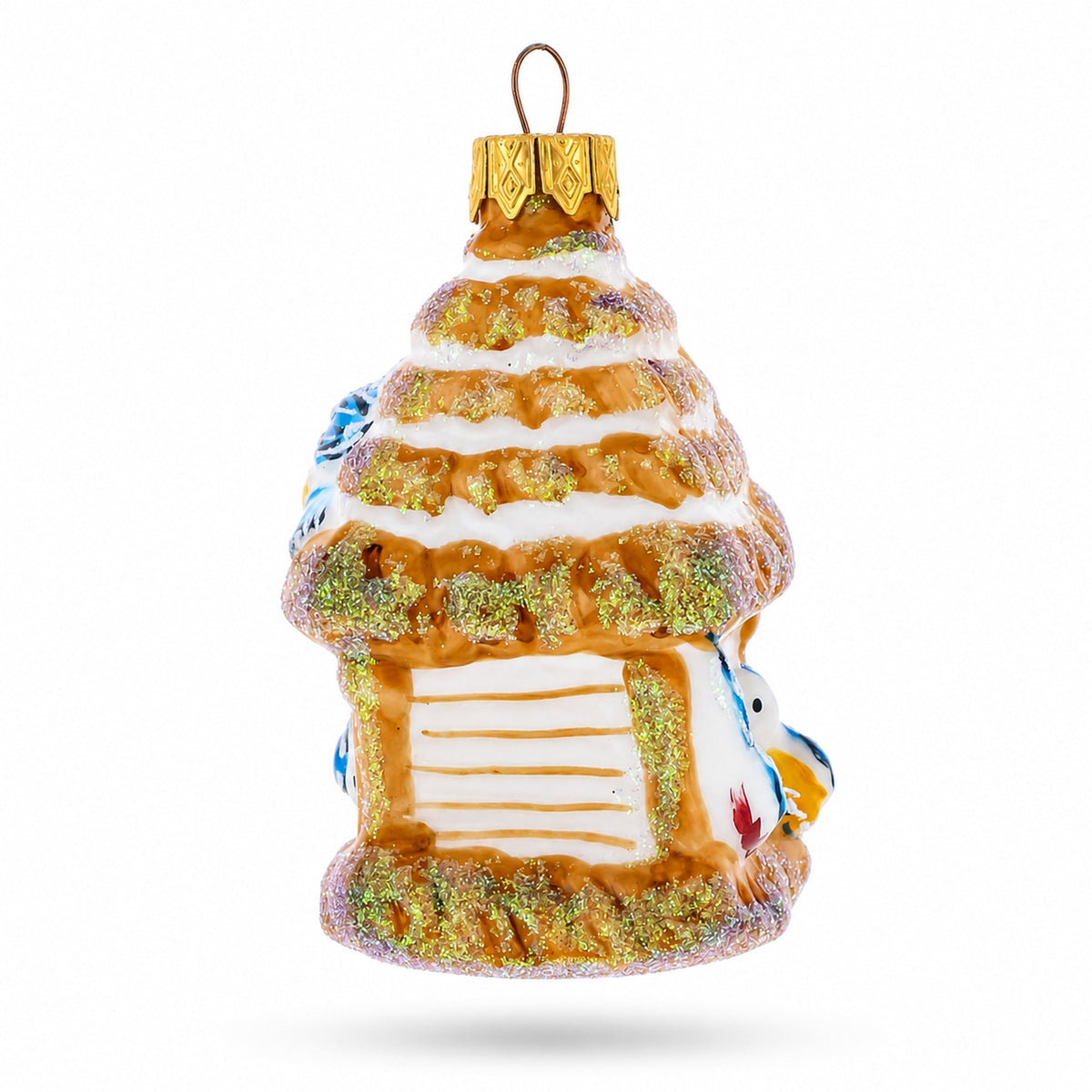 Birdhouse with Bluebirds Glass Christmas Ornament