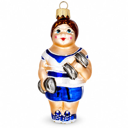 Fit Bodybuilder Exercising Glass Christmas Ornament