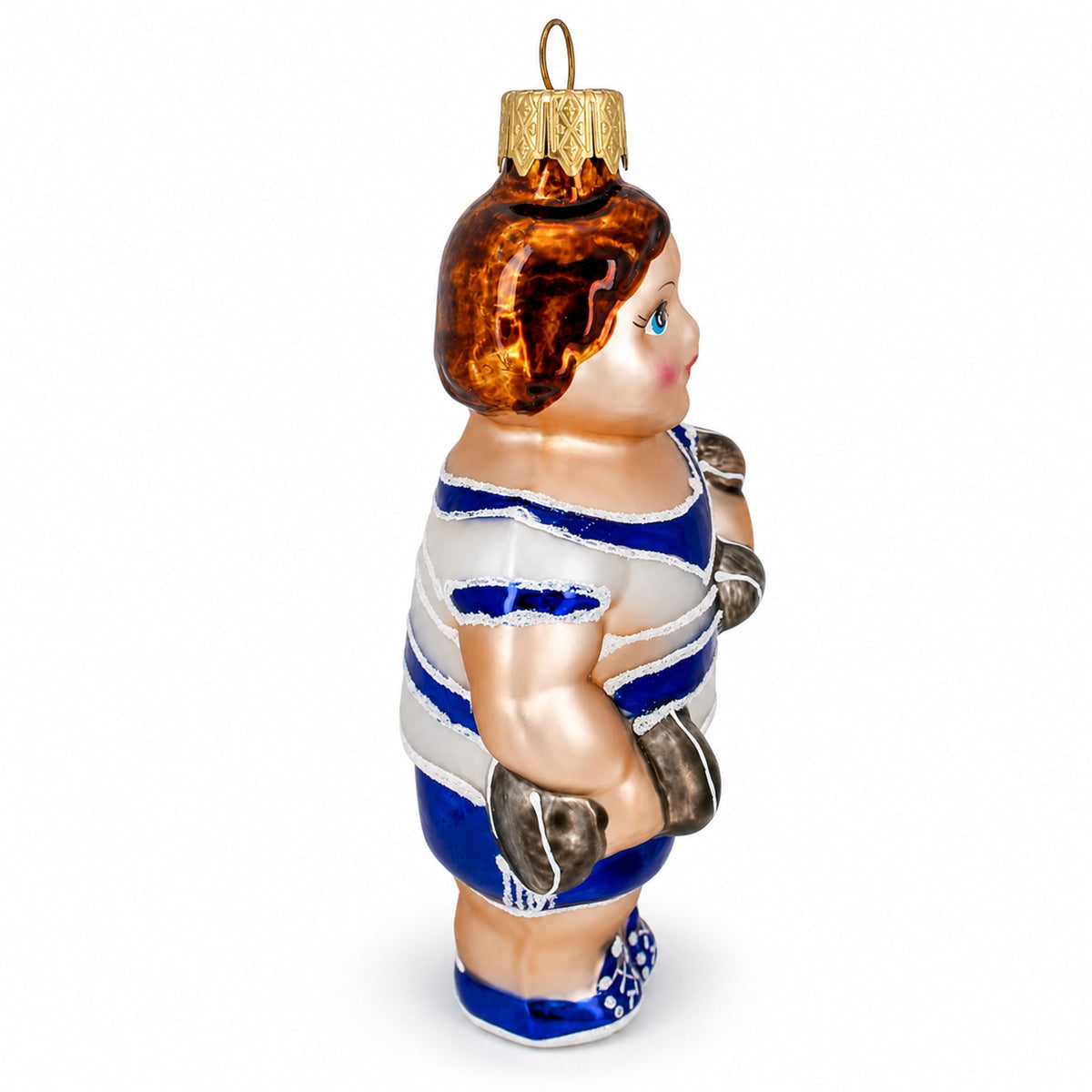 Fit Bodybuilder Exercising Glass Christmas Ornament