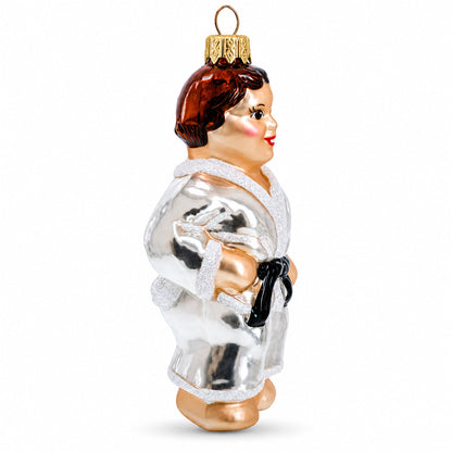 Martial Art Wrestler Glass Christmas Ornament