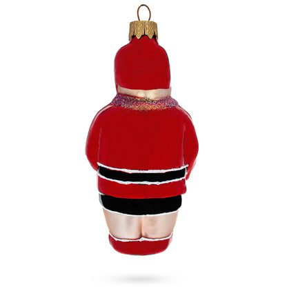 Martial Arts Wrestler in Red Costume Glass Christmas Ornament