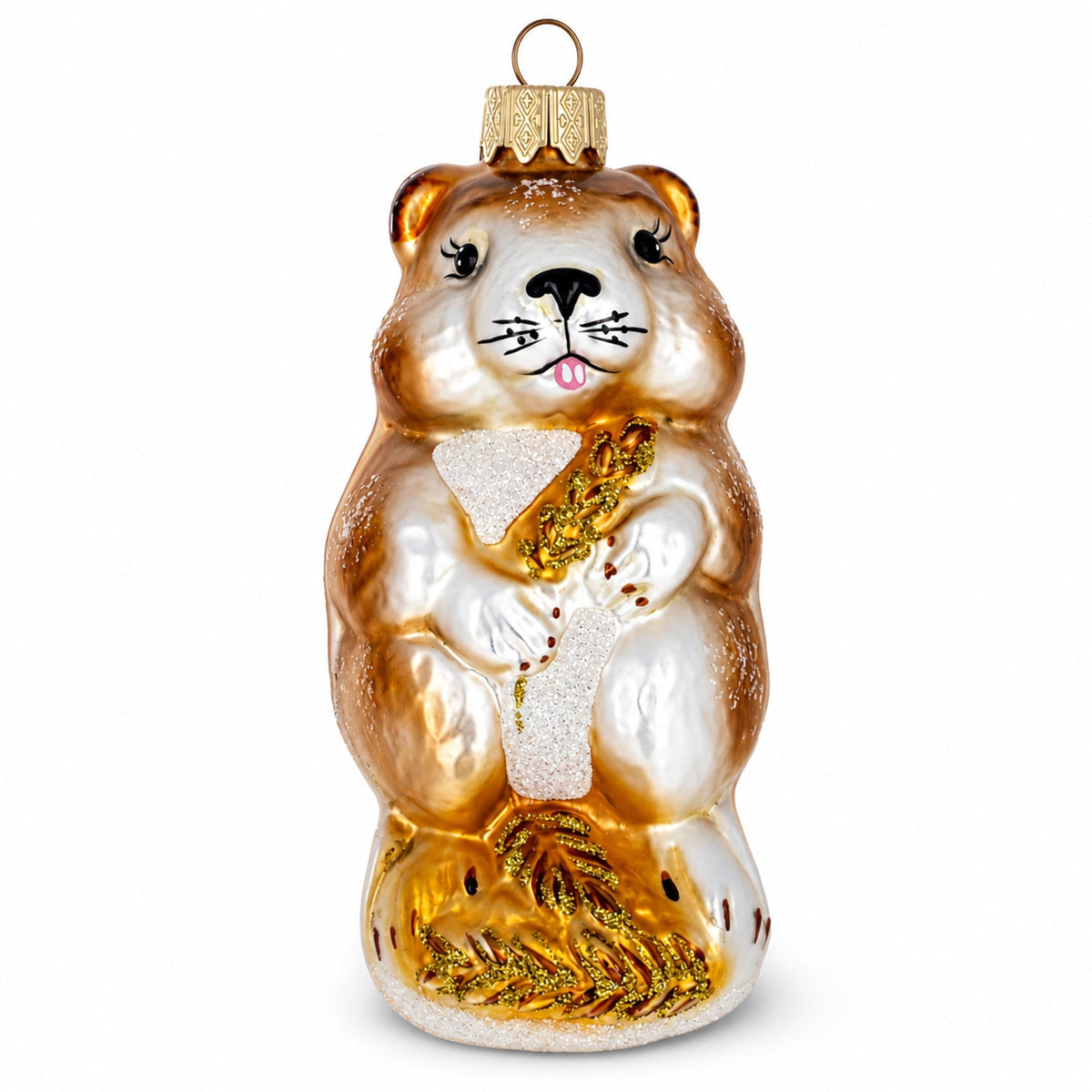 Hamster with Wheat Glass Christmas Ornament