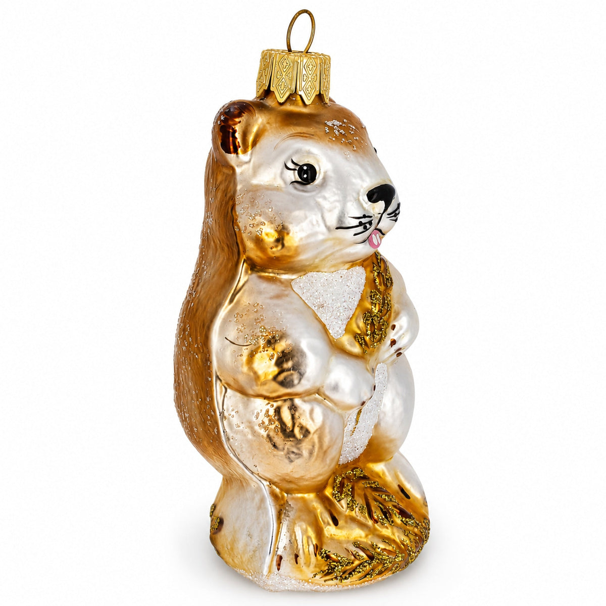 Hamster with Wheat Glass Christmas Ornament