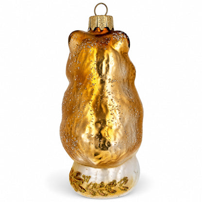 Hamster with Wheat Glass Christmas Ornament