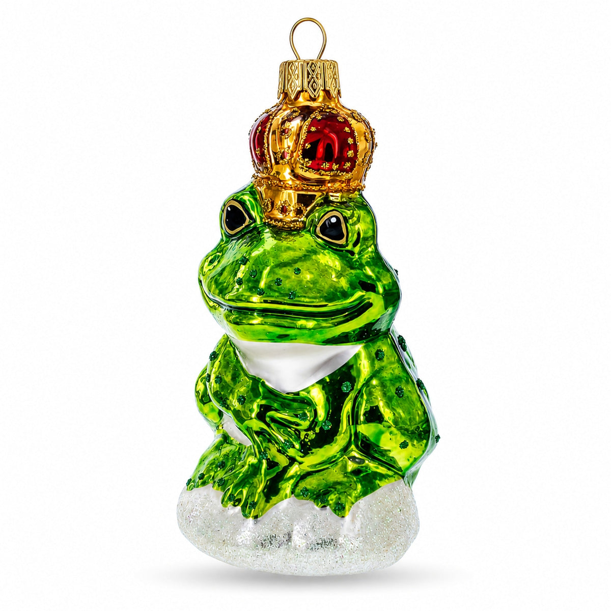 Royal Frog Glass Christmas Ornament