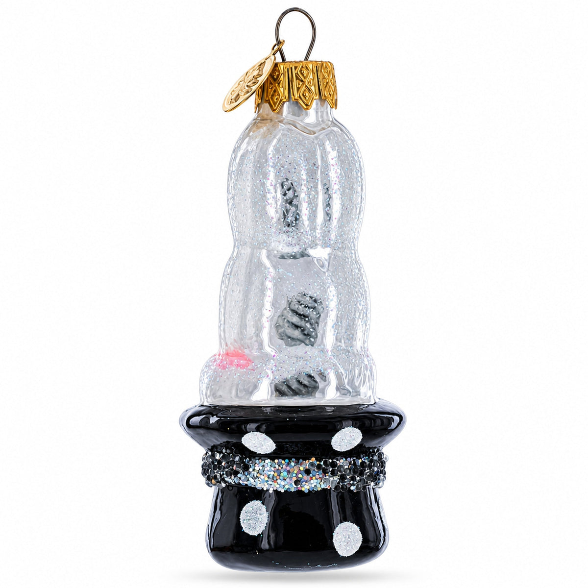 Rabbit In Magician Hat Glass Christmas Ornament