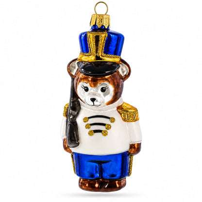 Nutcracker Bear Glass Christmas Ornament