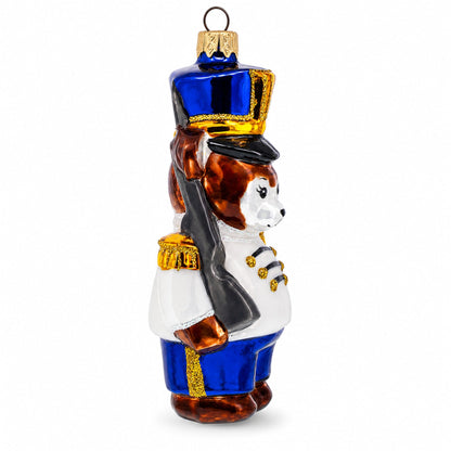 Nutcracker Bear Glass Christmas Ornament