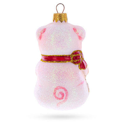 Pig with Gifts Glass Christmas Ornament