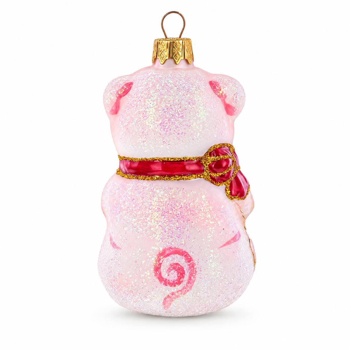 Pig with Gifts Glass Christmas Ornament