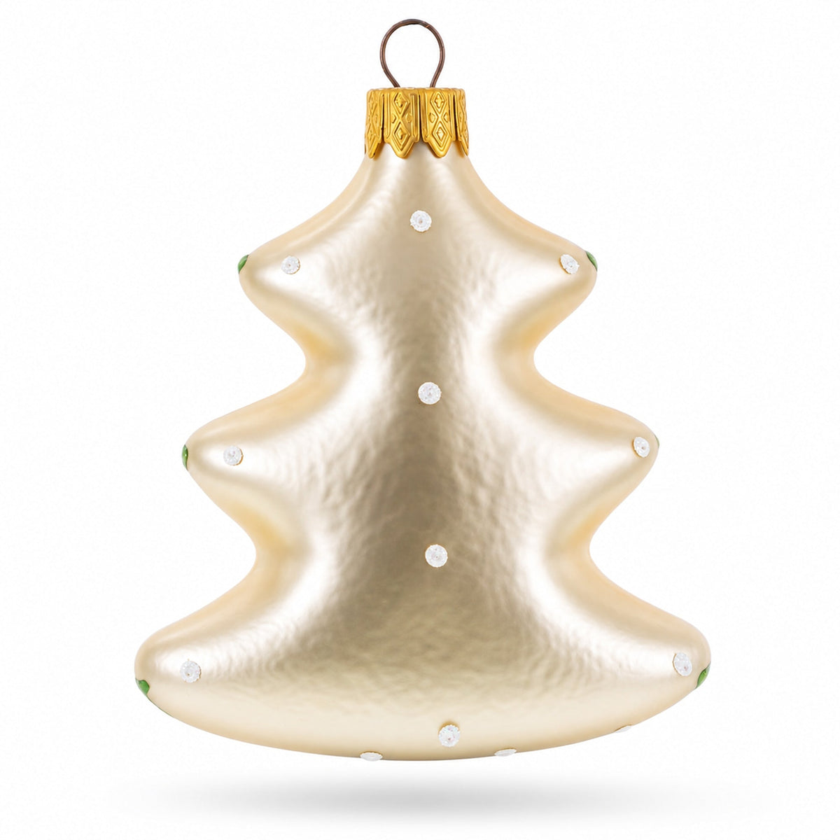 Winter Pine Tree with Songbird Glass Christmas Ornament