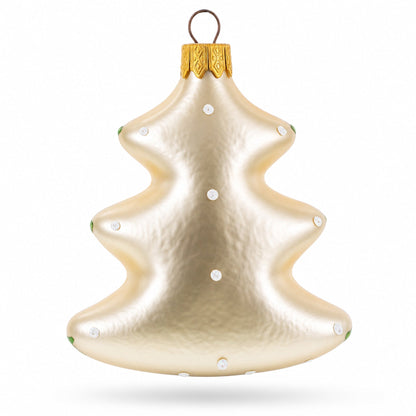Winter Pine Tree with Songbird Glass Christmas Ornament